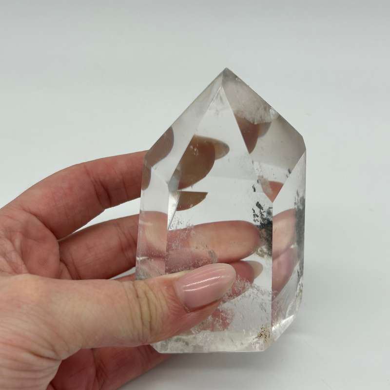 Clear Quartz Generator with Tourmaline Inclusions
