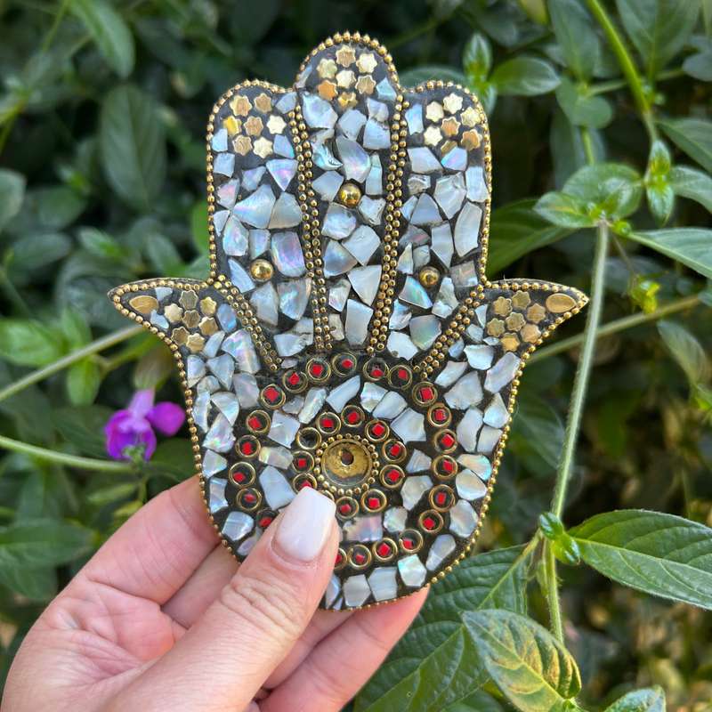 Pearl Mosaic Hand Of Hamsa Incense Holder