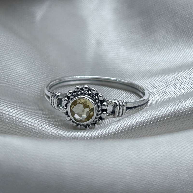 Citrine Crystal Sterling Silver Ring
