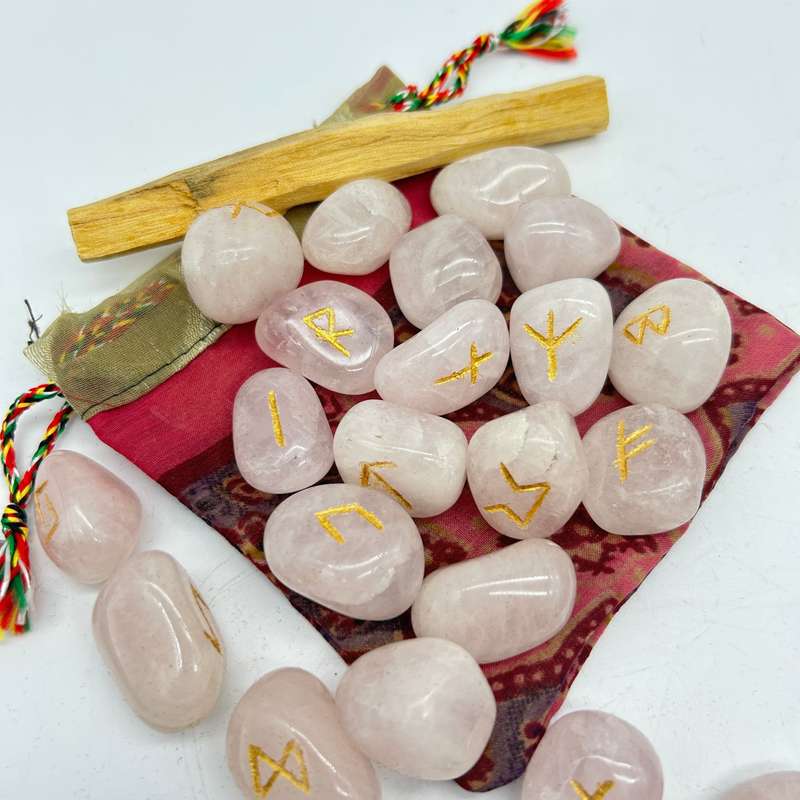 Rose Quartz Rune Divination Kit
