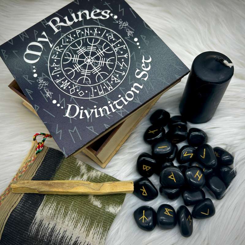 Black Agate Rune Divination Kit