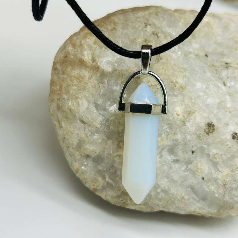 Double Terminated Small Point Jelly Opal Crystal  Pendant