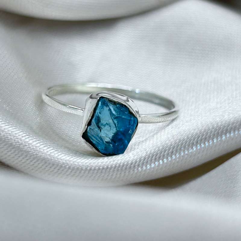 Rough Apatite Sterling Silver Crystal Ring