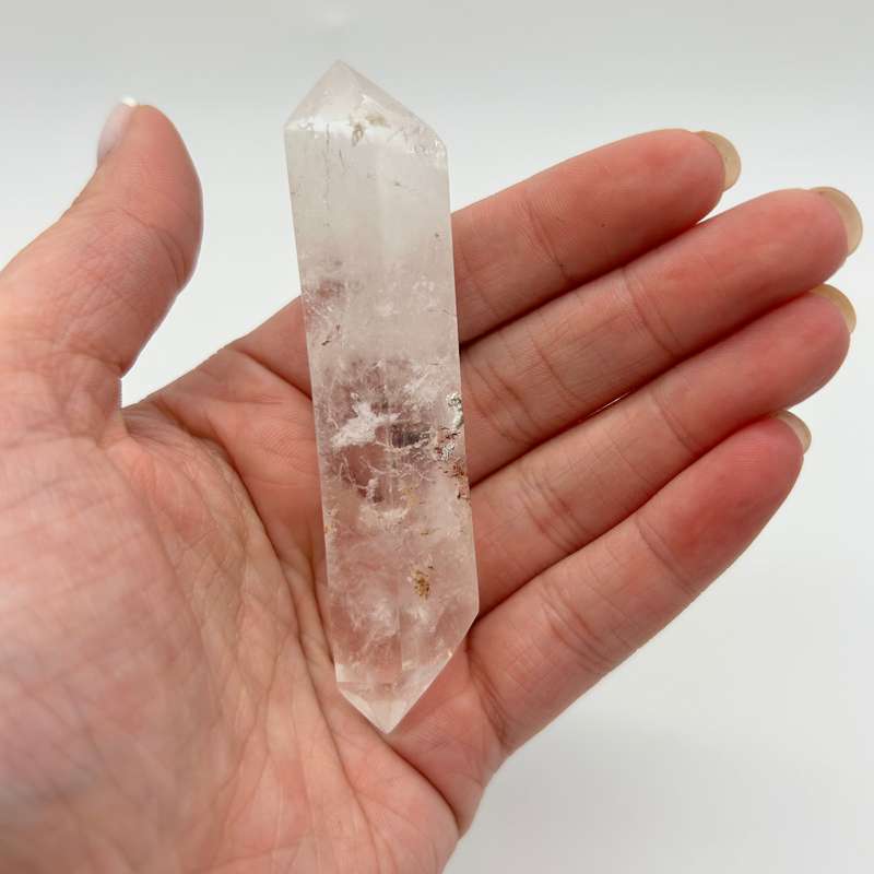 Double Terminated Tabby Crystal Wand With Red Hematite