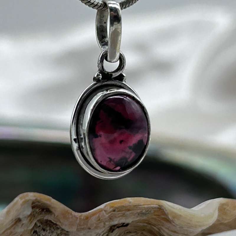 Sterling Silver Garnet Crystal Pendant