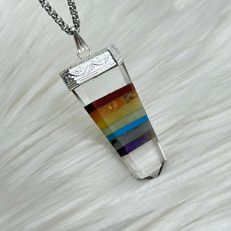 Clear Quartz Chakra Tabby Crystal Pendant