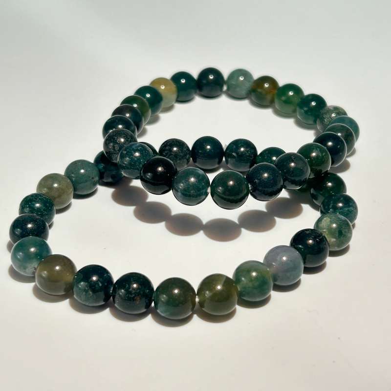 Moss Agate Genuine Gemstone Bracelet