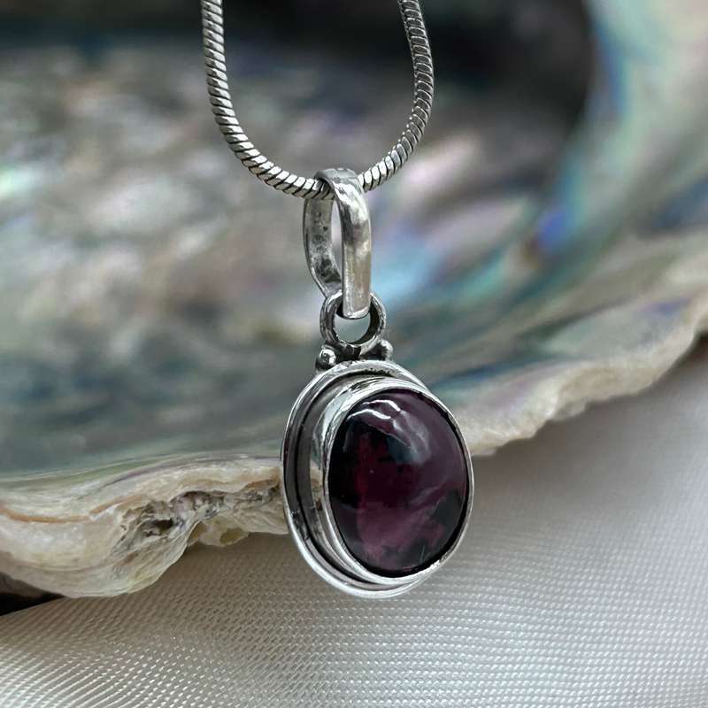 Sterling Silver Garnet Crystal Pendant