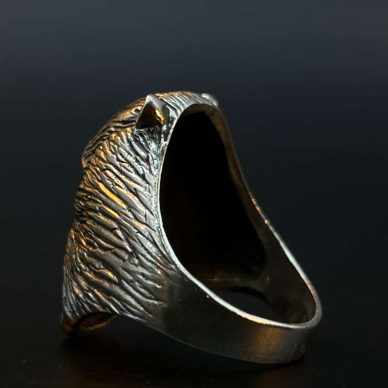 Mens Green Man Sterling Silver Ring