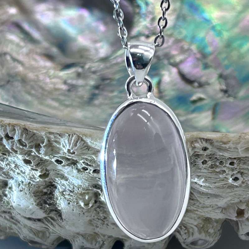 Sterling Silver Rose Quartz Crystal Pendant