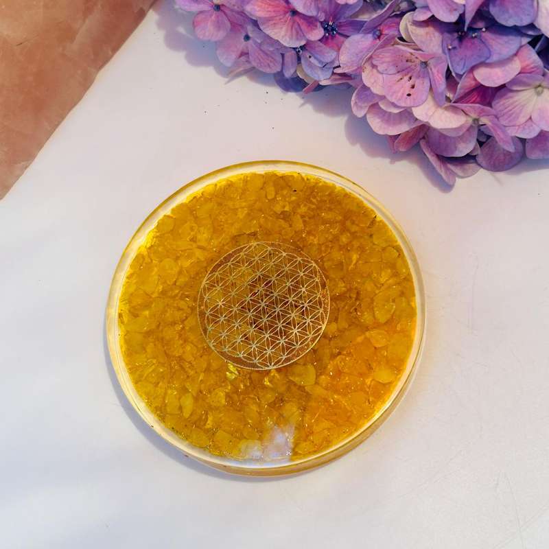 Citrine Flower Of Life Charging Plate