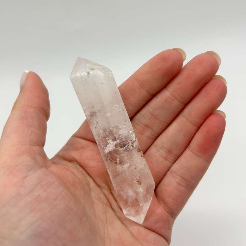 Double Terminated Tabby Crystal Wand With Red Hematite