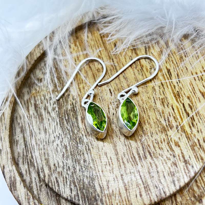 Peridot Sterling Silver Crystal Earrings