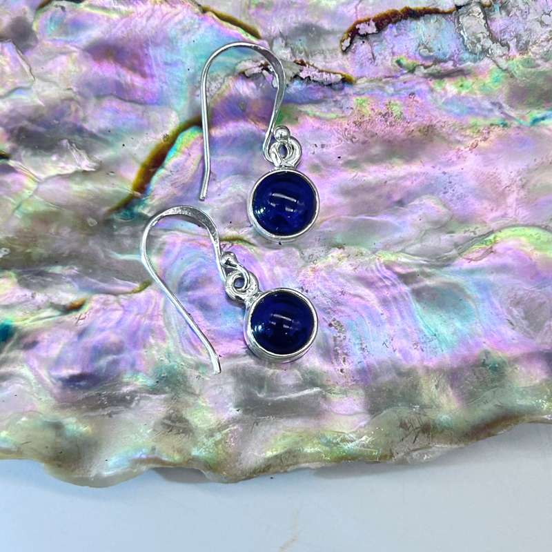 Amethyst Cabochon Crystal Sterling Silver Earrings