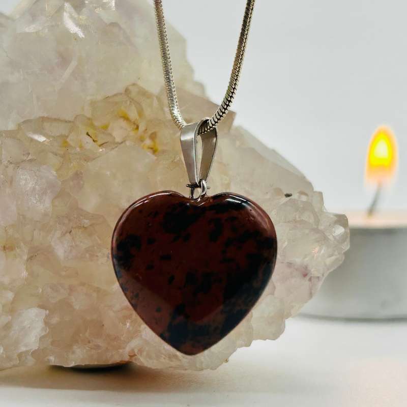 Mahogany Obsidian Crystal Heart Pendant