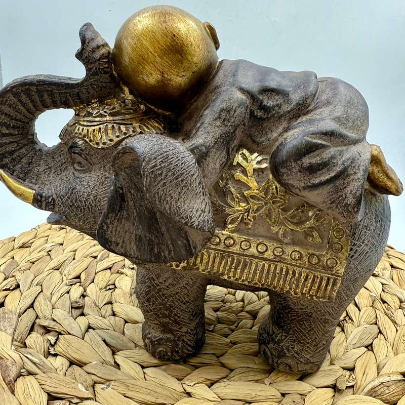 Monk on Elephant Statue (Right facing)