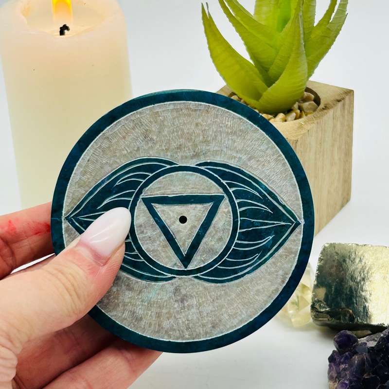 Small Third Eye Chakra Soapstone Incense Holder