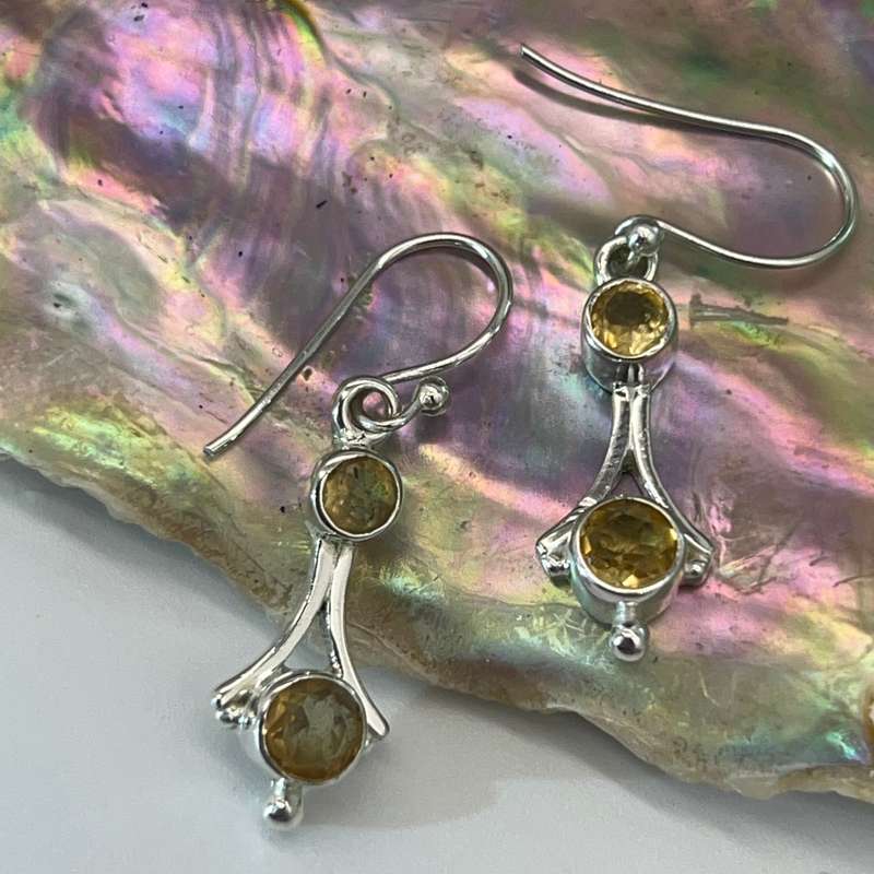 Citrine Sterling Silver Crystal Earrings