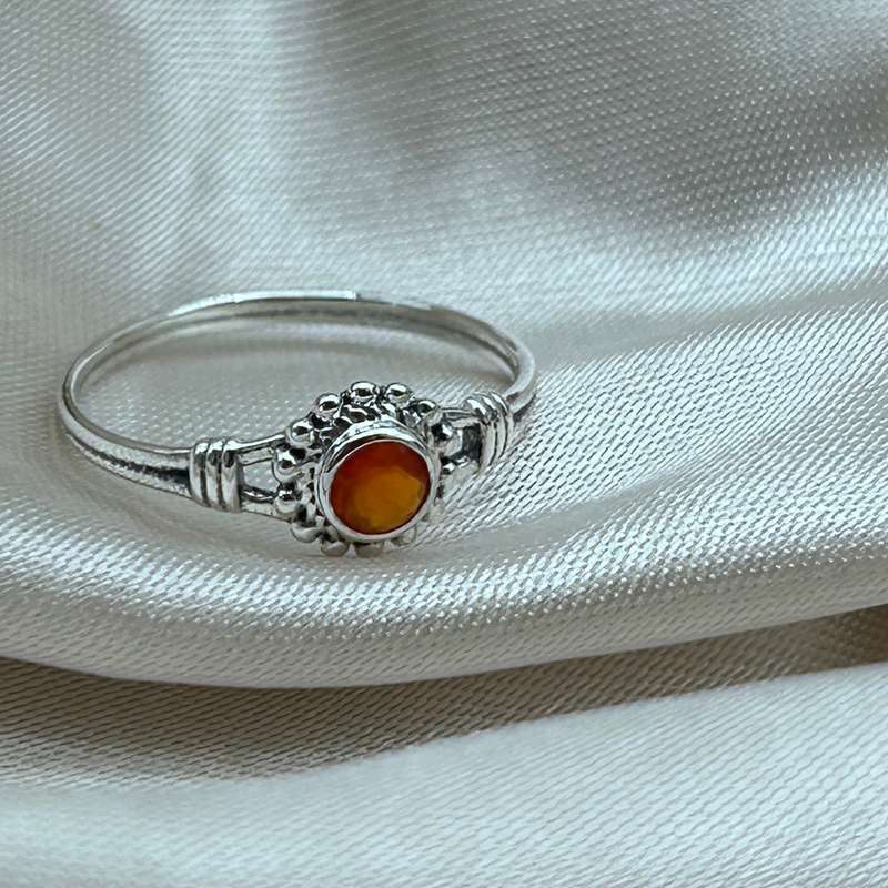 Carnelian Sterling Silver Crystal Ring