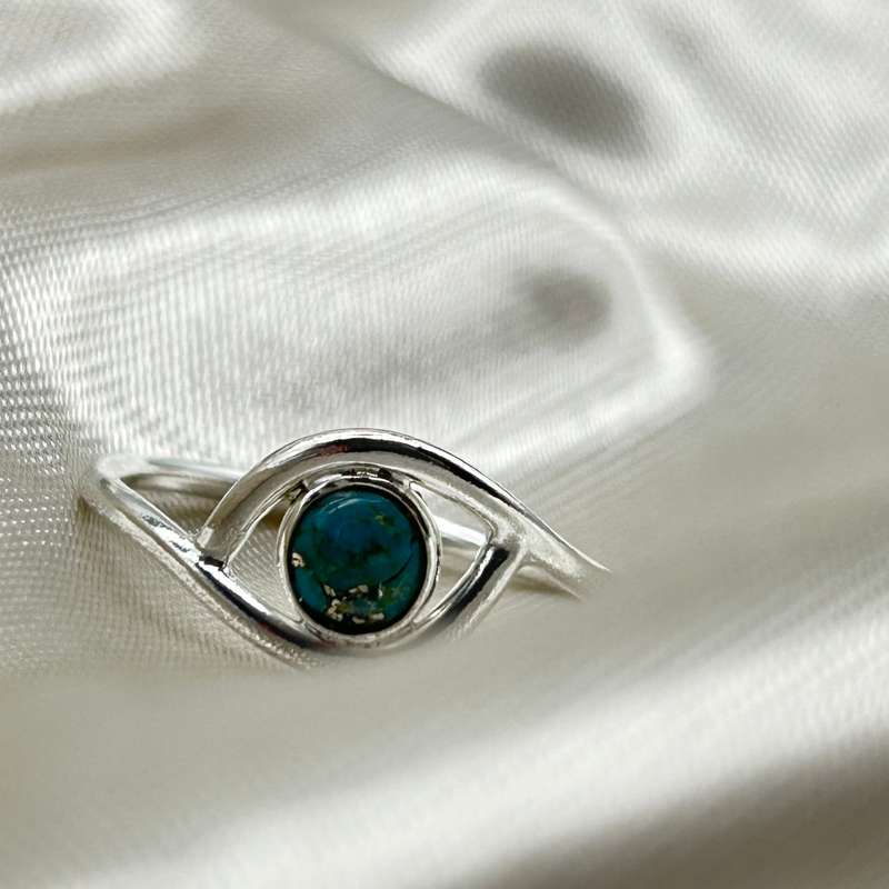 Turquoise Crystal Sterling Silver Ring