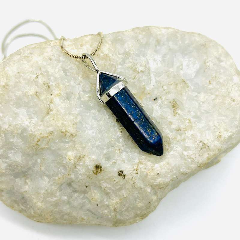 Lapis Lazuli Double Terminated Crystal Point Pendant