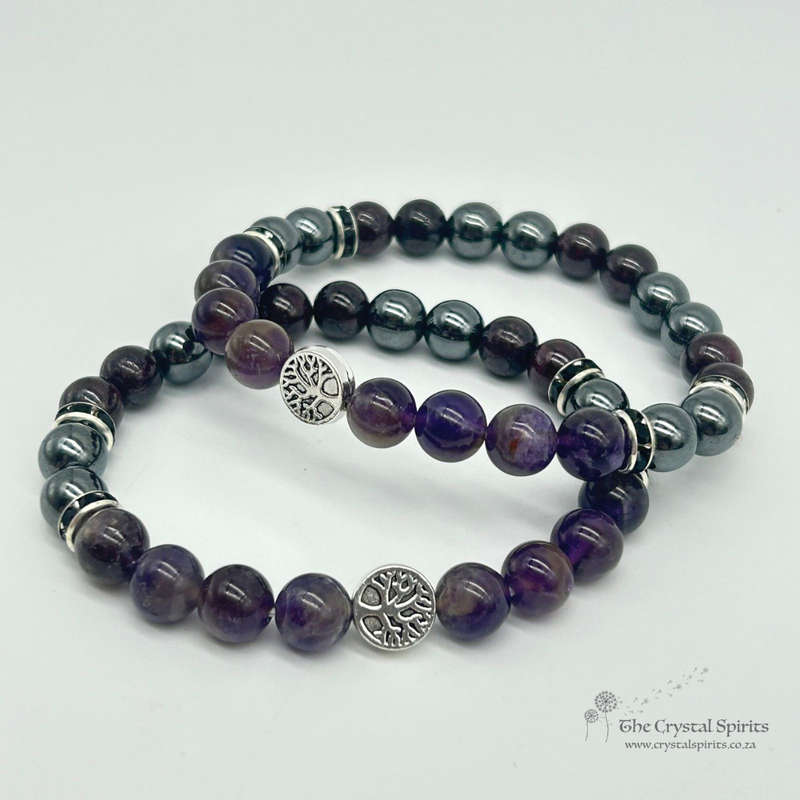 Garnet, Hematite & Amethyst Crystal Bracelet - Psychic Grounding And Protection 2025