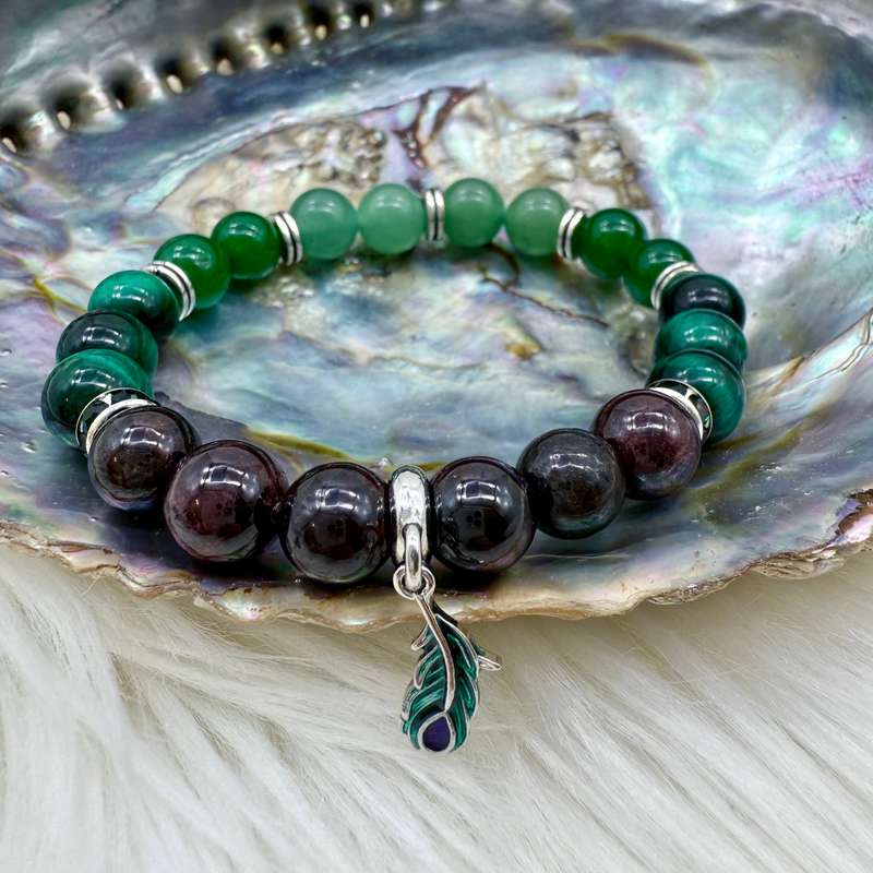 Mens Lucky Feather Crystal Bracelet