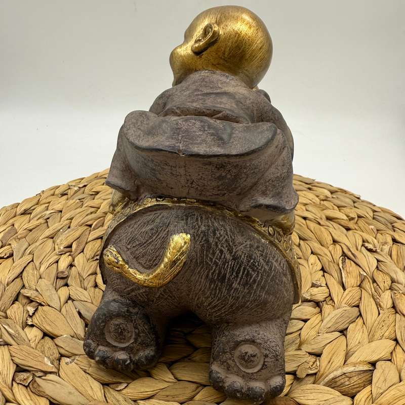 Monk on Elephant Statue (Left facing)