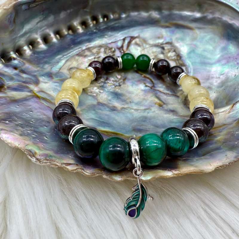 Mens Money Feather Crystal Bracelet