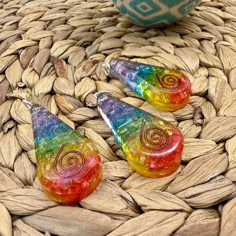 Chakra Orgonite Teardrop Crystal Pendant