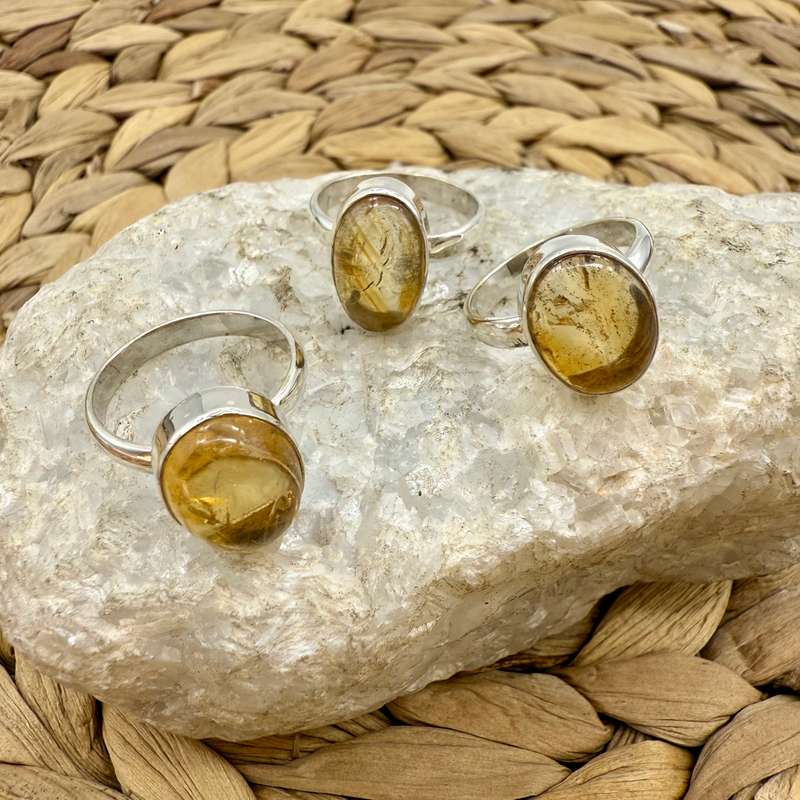 Citrine Sterling Silver Crystal Ring