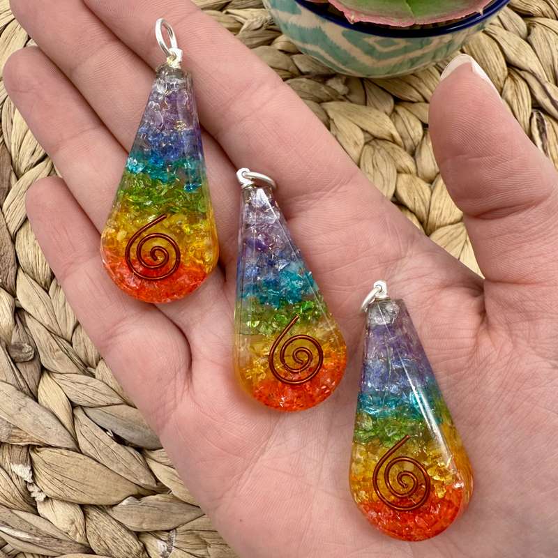 Chakra Orgonite Teardrop Crystal Pendant