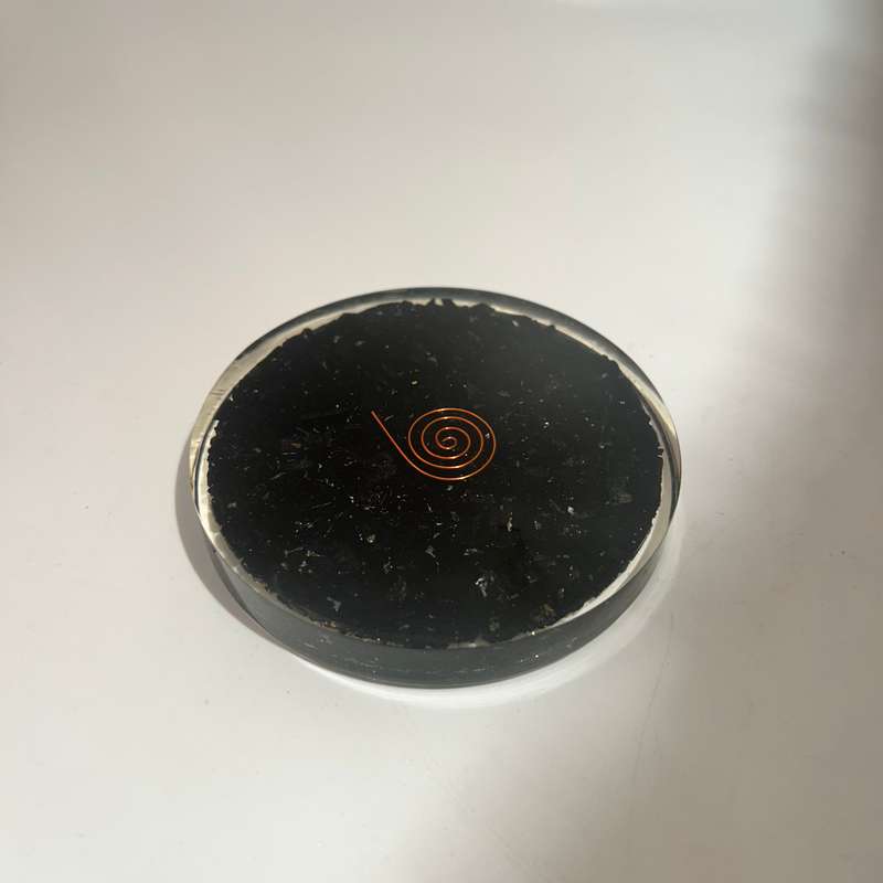 Black Tourmaline Sri Yantra Orgonite Charging Plate