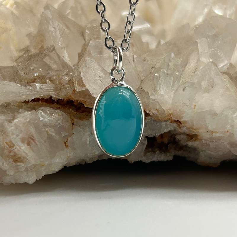 Blue Onyx Crystal Sterling Silver Decision Making Pendant