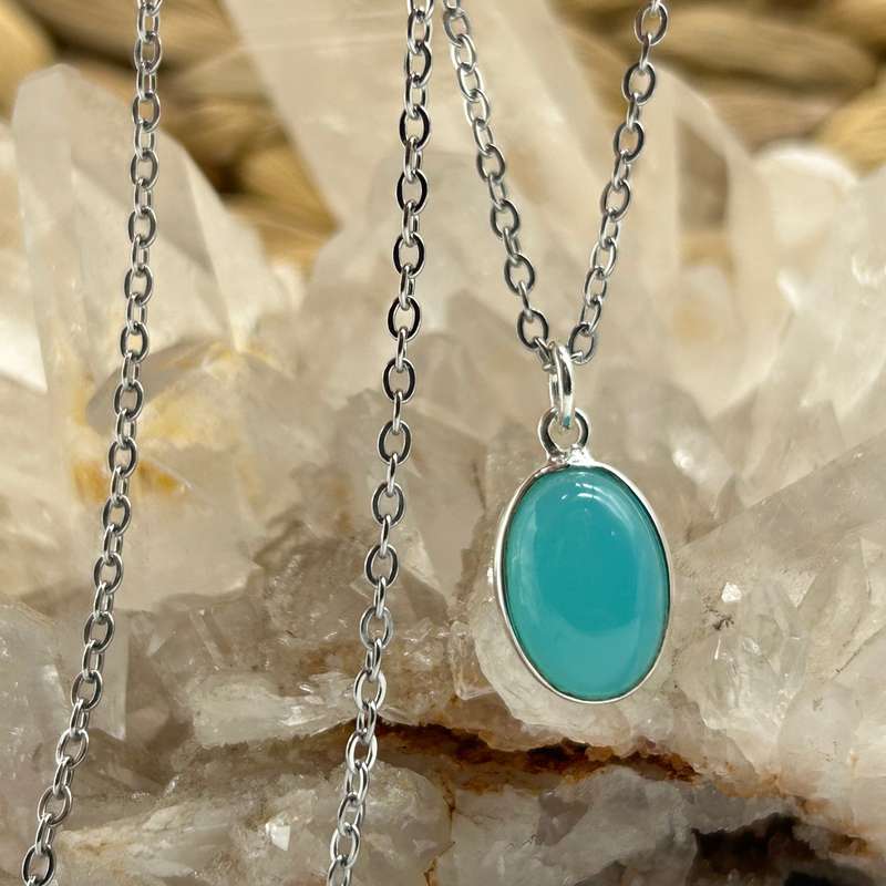 Blue Onyx Crystal Sterling Silver Decision Making Pendant
