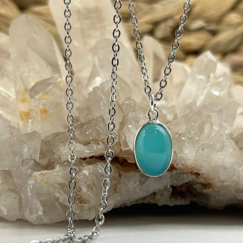 Blue Onyx Crystal Sterling Silver Decision Making Pendant