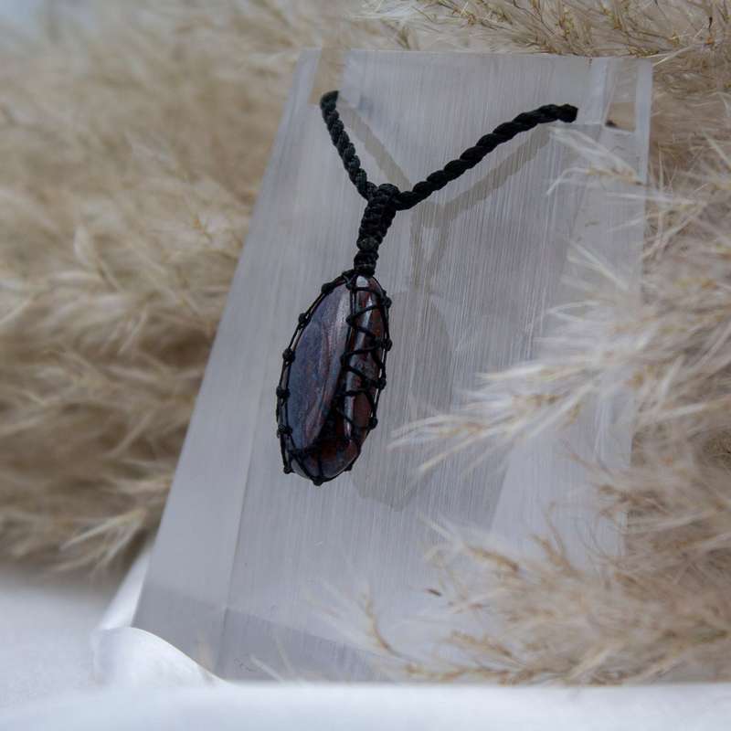 Sugilite Crystal Macramé Pendant