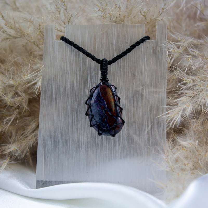 Sugilite Crystal Macramé Pendant