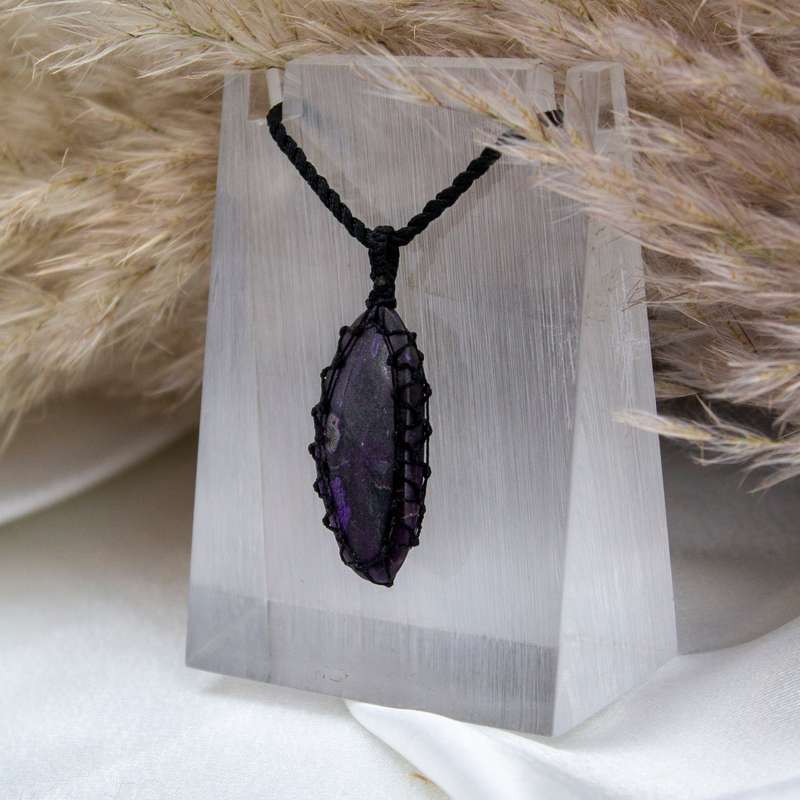 Sugilite Crystal Macramé Pendant