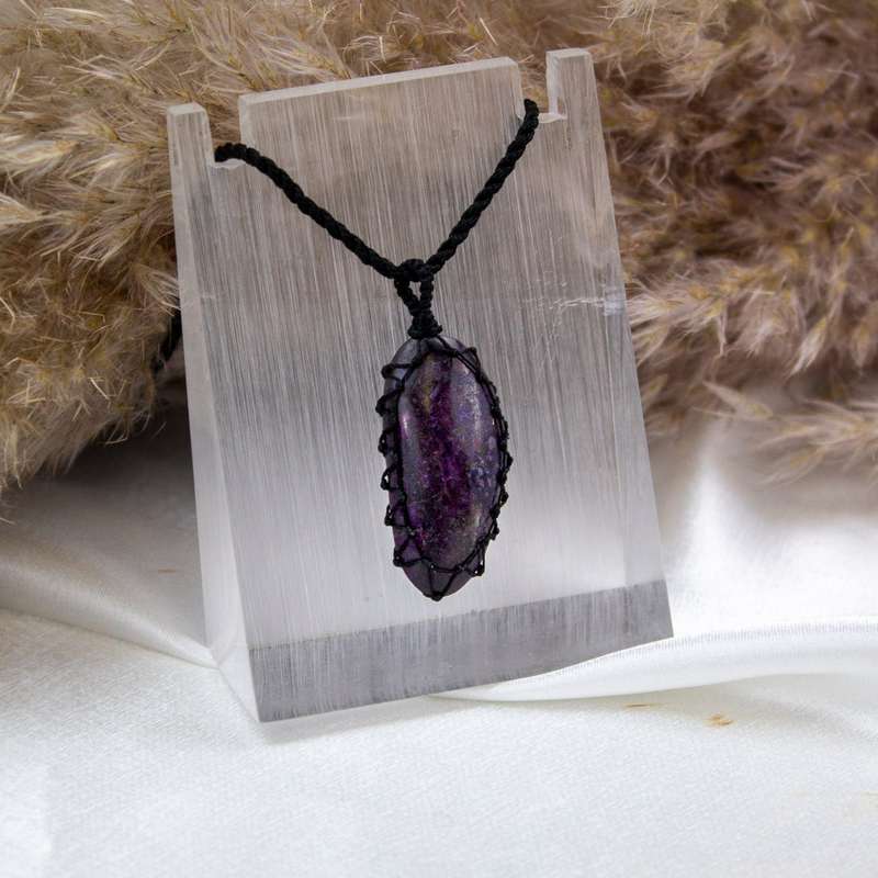 Sugilite Crystal Macramé Pendant