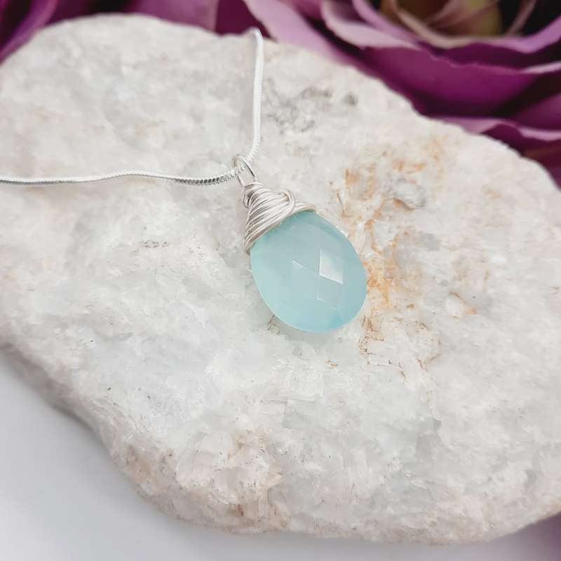 Sterling Silver Blue Onyx Crystal Pendant