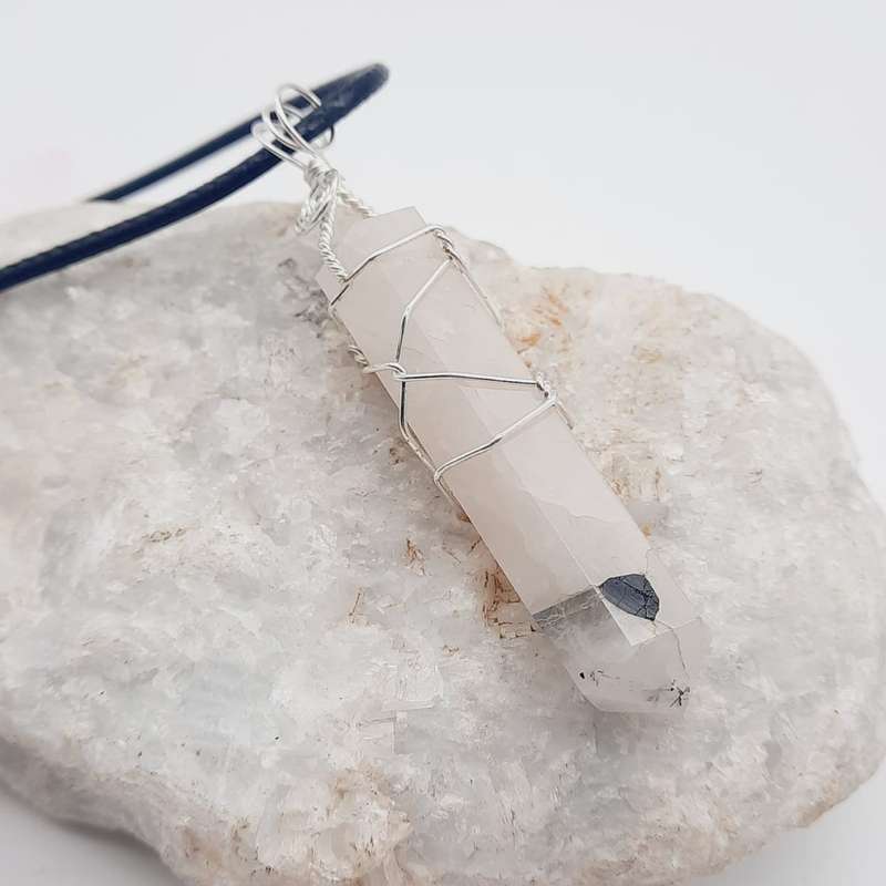 Tourmilated Quartz Crystal Gem Pendant
