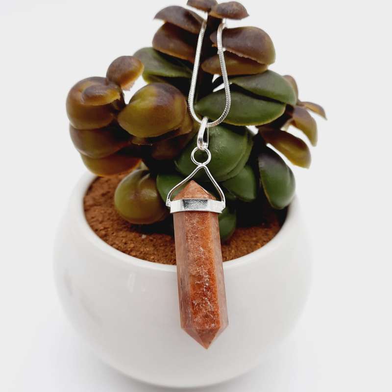 Red Calcite Crystal Double Terminated Pendant