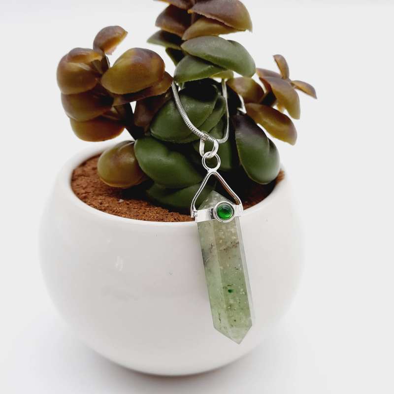 Green Quartz Crystal Double Terminated Pendant