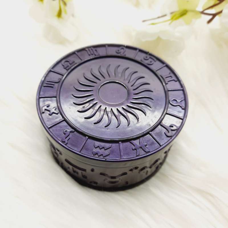 Deep Purple Resin Zodiac Receptacle Box