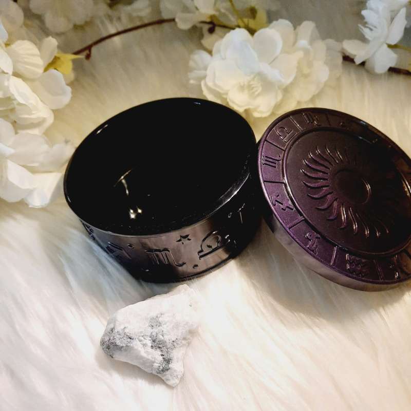 Deep Purple Resin Zodiac Receptacle Box