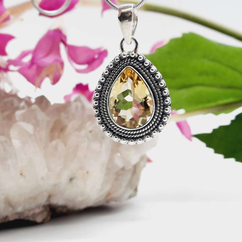 Sterlling Silver Crystal Citrine Pendant