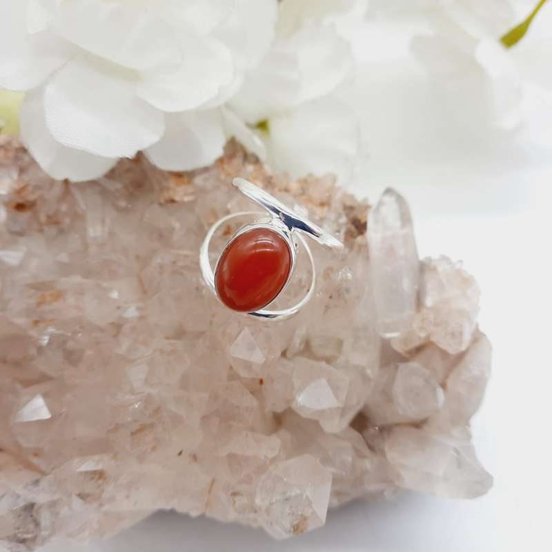 Sterling Silver Carnelian Crystal Ring