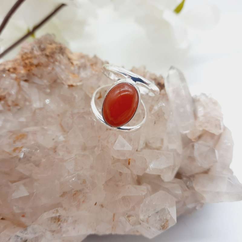 Sterling Silver Carnelian Crystal Ring