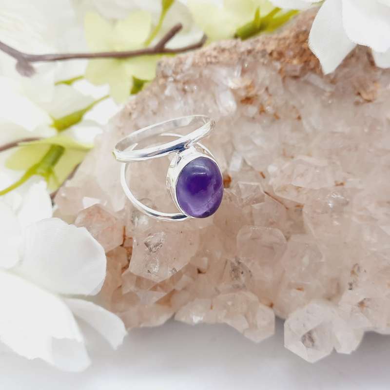 Sterling Silver Amethyst Crystal Ring